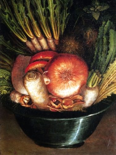 Giuseppe Arcimboldo - Scherzo con ortaggi o l’Ortolano - 1590 - olio su tavola -35,8 x 24,2 cm - Pinacoteca del Museo Civico di Cremona